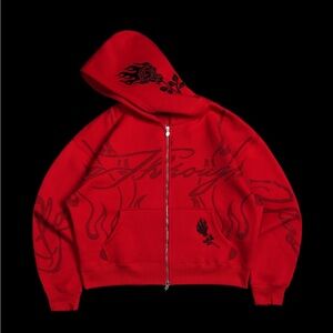 Civil regime Red fullZip-Up Hoodie